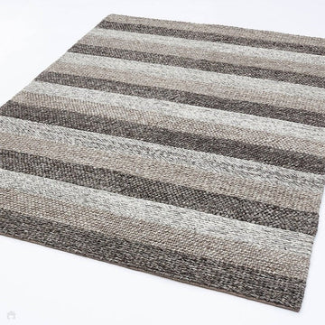 Katherine Carnaby Coast CS08 Modern Plain Varied Stripe Shimmer Hand-Woven Textured Wool & Viscose Blend Looped Pile Flatweave Taupe Brown Rug-Asiatic Carpets-Rug Love - The Most Loved Rug Store